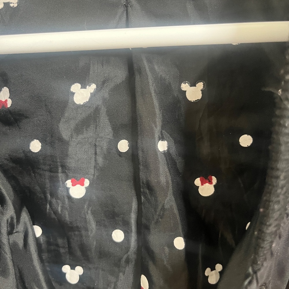 Disney Mickey & Minnie Varsity Bomber Jacket Black Snap Button Patch Coat - Picture 11 of 11
